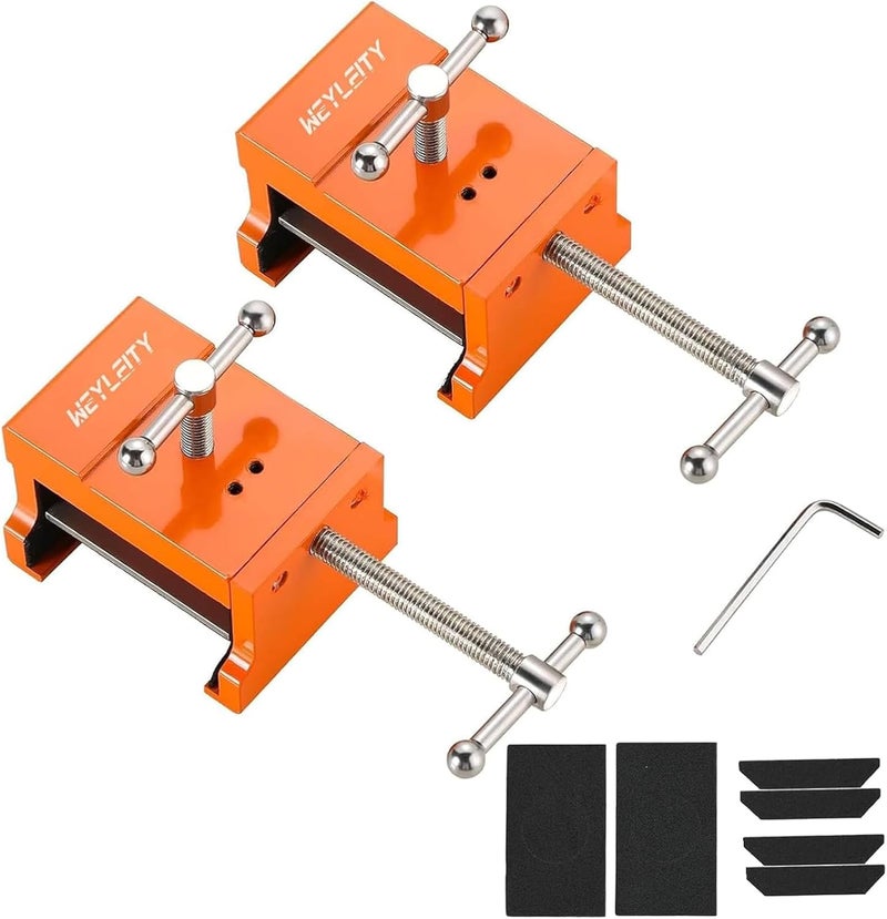 weyleity Cabinet Installation Clamps | Cabinetry Clamp for Easy and Quick Face Frame Installation, Cabinet Clamps with Two Side Screws and Drill Hole Guide Cabinet Installation Tools, Orange (2) - Image 1